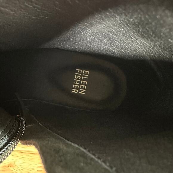 Eileen Fisher NWOB Floyd Waterproof Boot Black Size 6 Suede Leather Side Zip - Picture 7 of 9